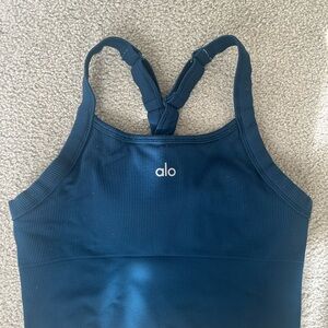 ALO Yoga Ribbed Racerback Tank in Teal Blue